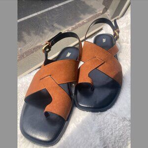 Brand New Zara Suede Strappy Slide Sandals - Size 7